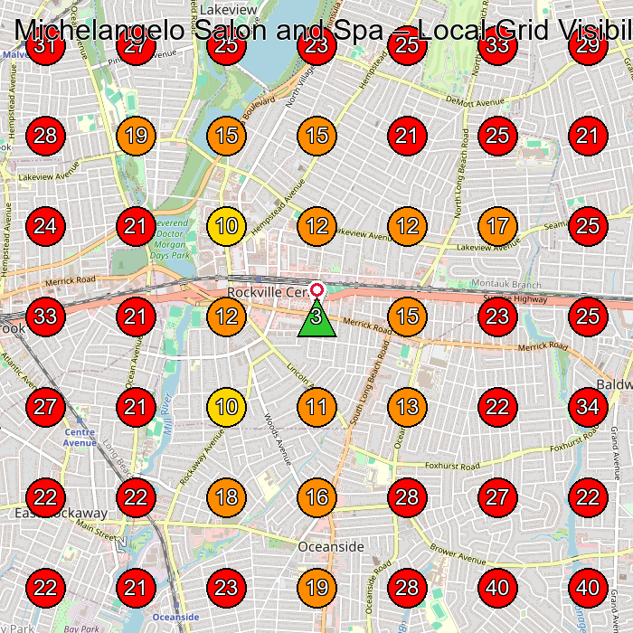 Michelangelo Salon and Spa GeoGrid visibility map for Beauty Salon in Rockville Centre